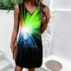 Plus Size V Neck Sleeveless Forest Valley Stream Watercolor Print For Country Leisure Vacation