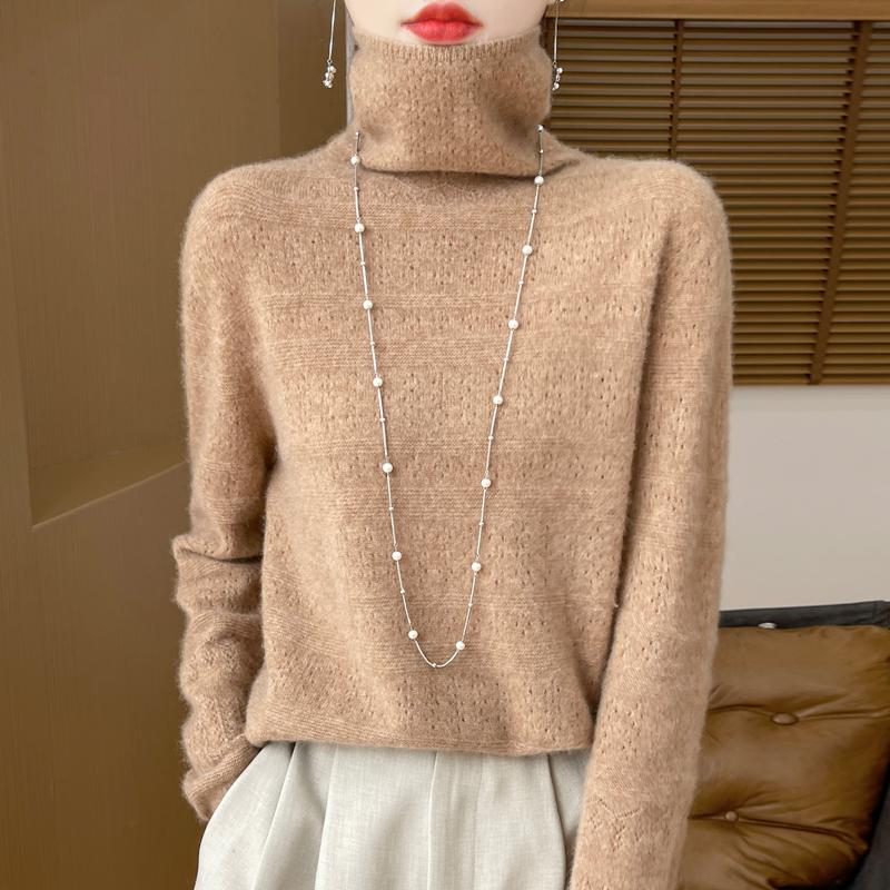 Dame Cashmere Sweater Qinghe Cashmere 30% Cashmere 70% Uld Efterår og Vinter Pullover Varm og Moderigtig