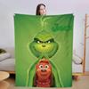 Hot Sale Grinch Flannel Blanket - Single-Sided Print, Office Nap & Air Conditioner Cover