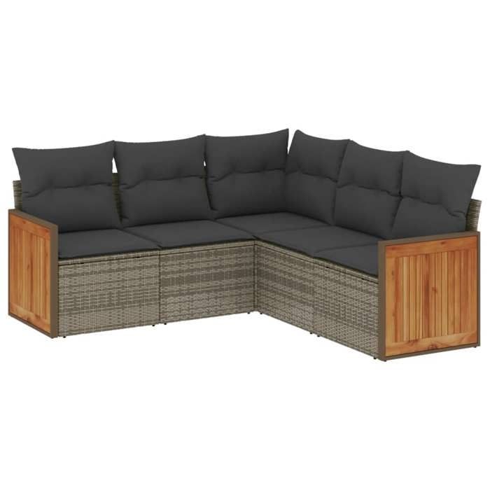 VidaXL Garden Lounge Set with Cushions 5 Pcs, Patio Sofas, Furniture Set, Outdoor Terrace Furniture, Grey 3260044