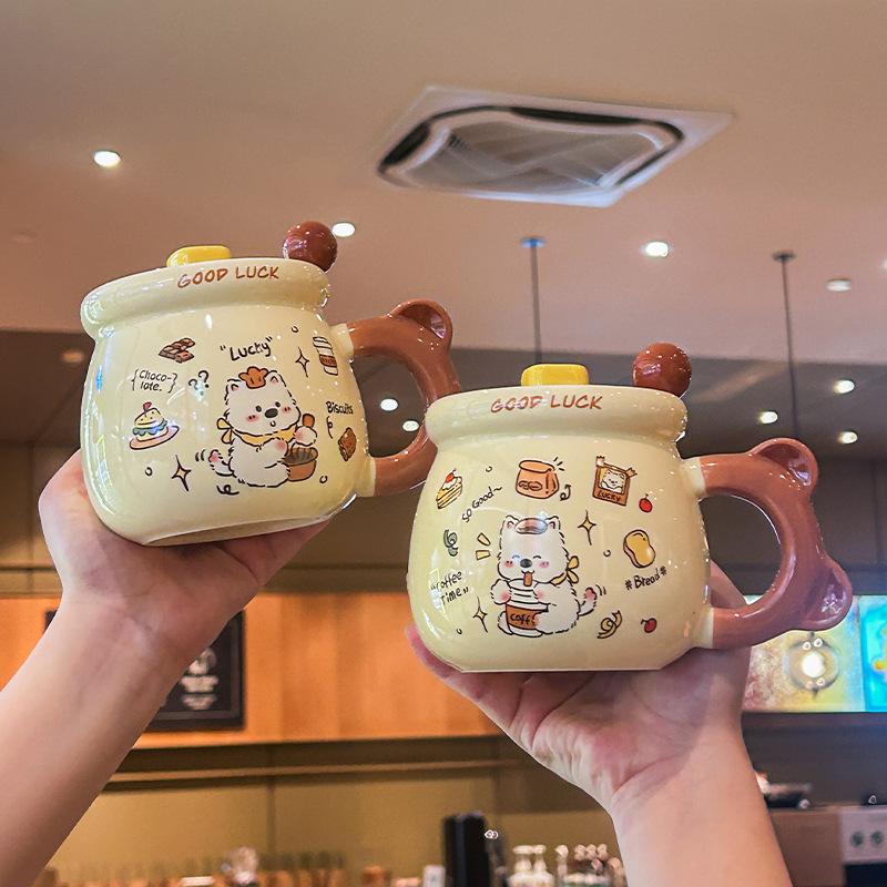 High-value birthday gift, cute West Highland puppy ceramic mug, practical souvenir for girls, girlfriend gift box.