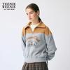 Teenie Weenie Women's Bear Spliced Half-Zip Polo Sweatshirt