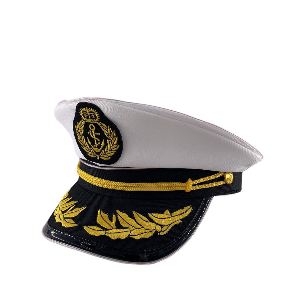 Navy Sailor LED Light-Up Embroidered Captain's Hat for Festivals and Performances