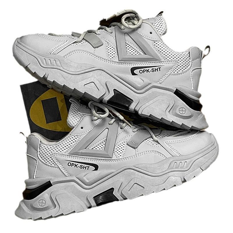 Men New Fashion Platform Sport Shoes Men 2025 New Summer Black Casual Chunky Sneakers Women Mesh Leather Platform Shoes