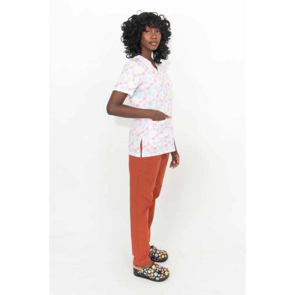 Cute Organ Patterned Lycra Fabric Surgical Suit V-neck Uniform