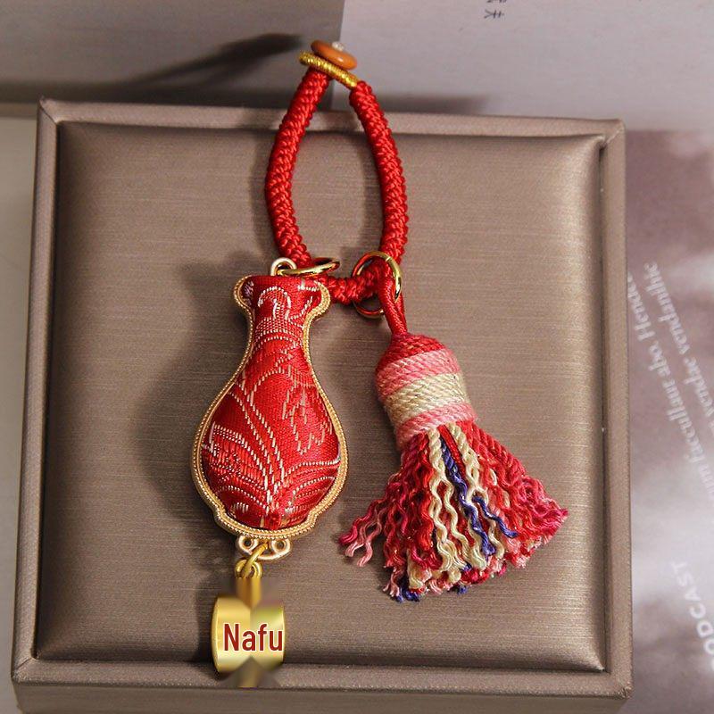 Handgefertigter zweiseitiger Song-Brocade-Kürbis-Anhänger Schlüsselanhänger - Chinesischer Stil Hanfu Taschenaufhänger