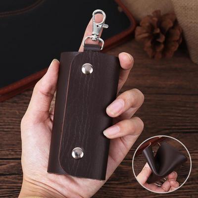 Borsa portachiavi pieghevole in pelle PU tinta unita - perfetta per la consegna della casa, il pagamento dell'affitto o come regalo promozionale