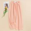 Women's Summer Plaid Wide-Leg Cotton Pajama Pants - Yarn-Dyed, Plus Size, Suitable for Outdoor Wear