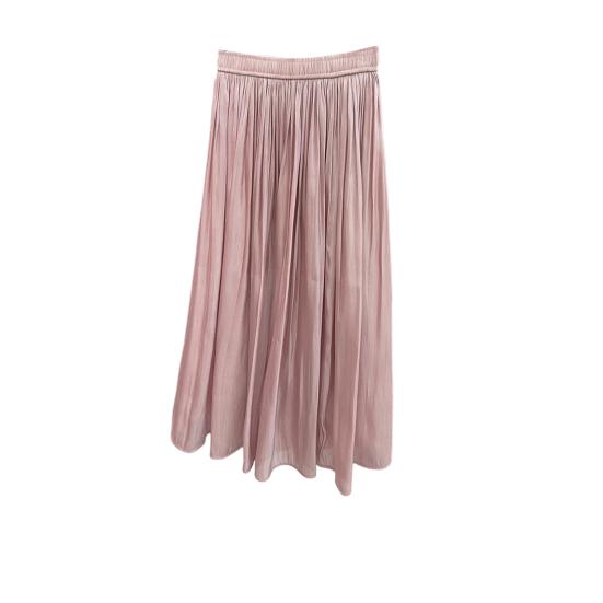 Women Maxi Skirt Elastic High Waist Pleated A-Line Swing Skirt Glossy Pearlescent Yarn Chiffon Pleated Skirt