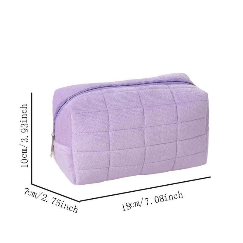 Cute Plush Makeup Bag for Women Portable Travel Small Solid Color Zipper Toiletry Bag Supplies Stationery Box Cosmetic Bag