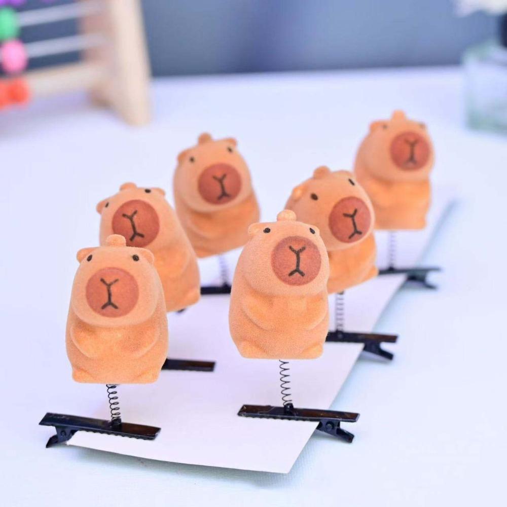 10pcs/set Zinc Zinc Alloy Capybara Hairpin Set Flocking Cartoon Duckbill Clip Spring Hair Clip  Daily