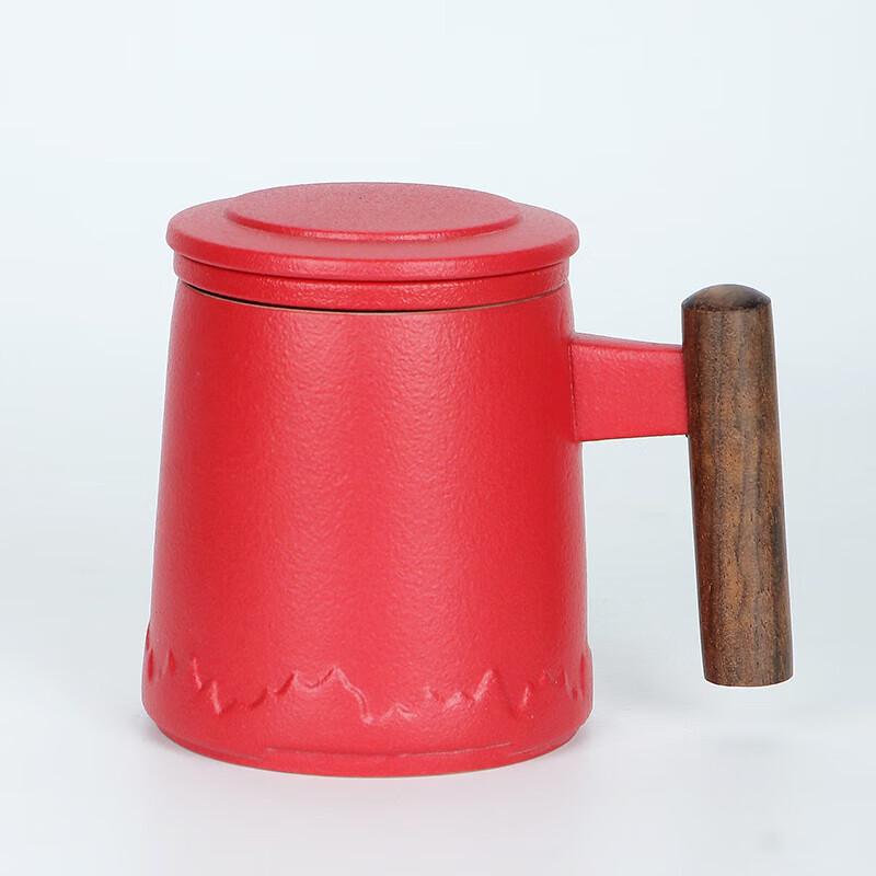 

Chaxun Ceramic Tea Mug with Lid, Filter & Wooden Handle Gift Set