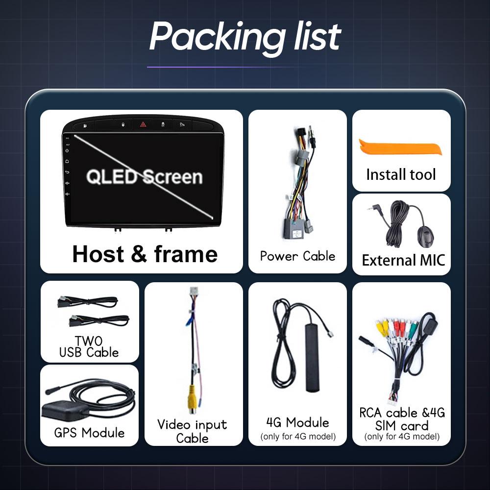 Android 14 Car Radio GPS RDS DSP Multimedia Player For Peugeot 408 For Peugeot 308 308SW Android Car Player 4G WIFI NO 2DIN DVD