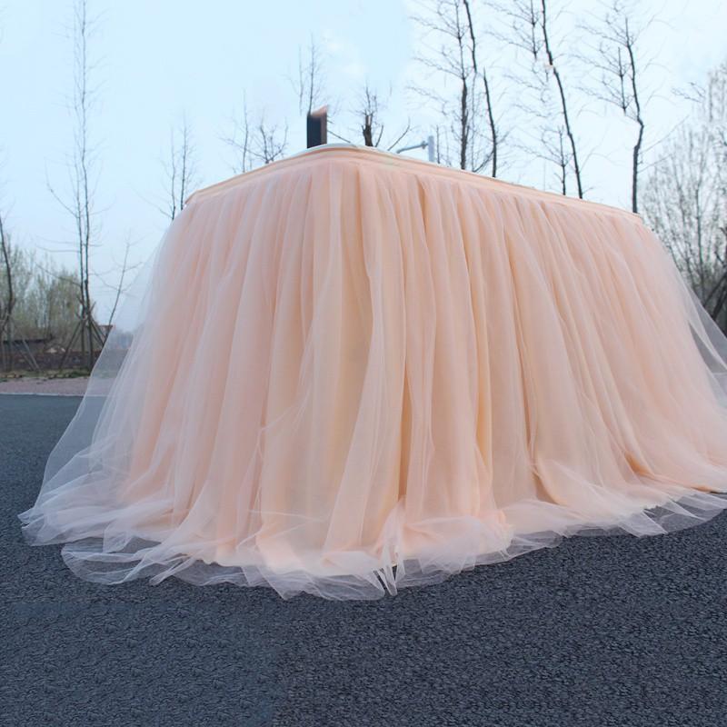 Tulle Table Skirt Elastic Mesh Tulle Tableware Tablecloth For Holiday Party Table Skirt Baby Shower Wedding Party Decor 100x75cm