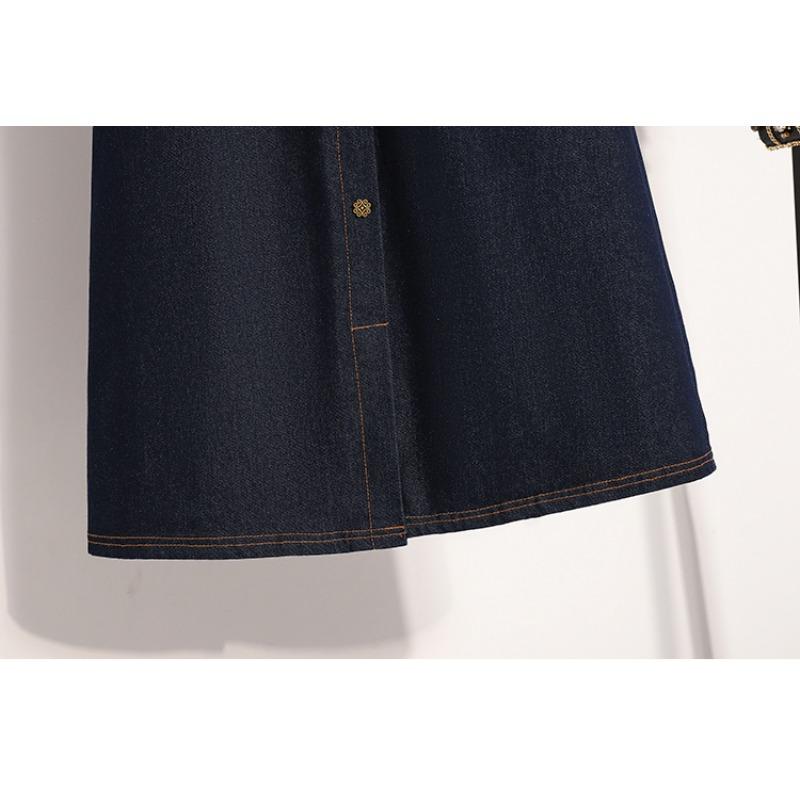 DIMANAF 2025 Plus Size Spring Denim Skirts Women Clothing Blue Fashion A-Line Jeans Skirt Belt Waist