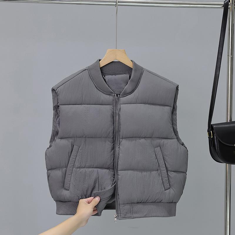 New short cotton-padded vest women's fashion baseball collar versatile and thin vest jacket tide