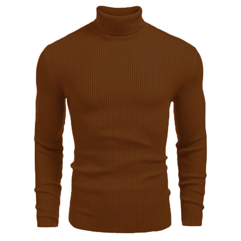 

2025 Men s High Neck Knit Sweater - Autumn/Winter European American Style Long Sleeve Pullover Large коричневий