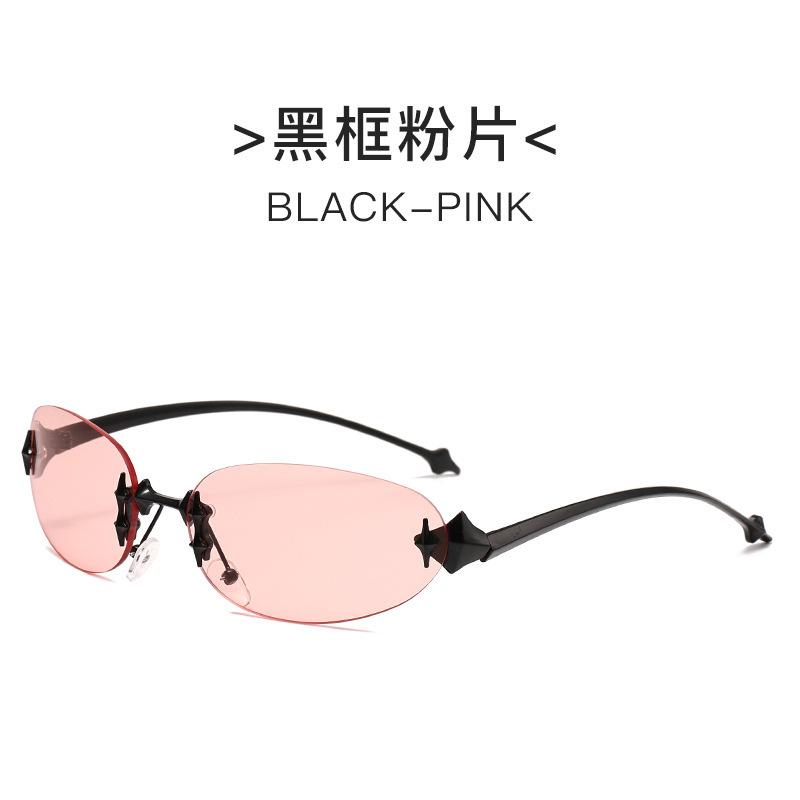 Frameless Oval Metal Sunglasses G Spice Girl Fishbone Wear Street Shooting Stars Cat Eye Sunglasses