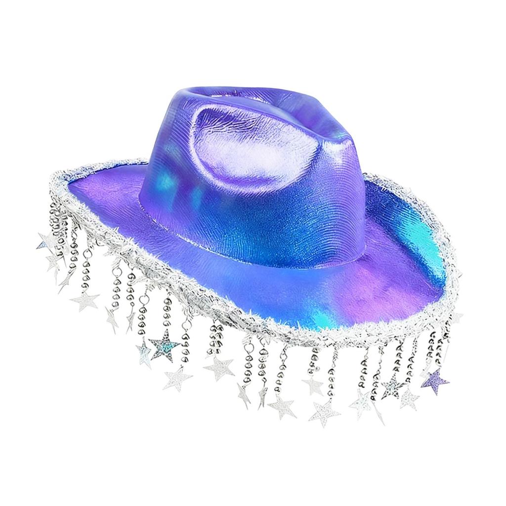 Cowboy Hat Shiny Trendy Headgear Costume Accessories Cowgirl Hat for Music Festival Engagement Outdoor Holiday Stage Performance