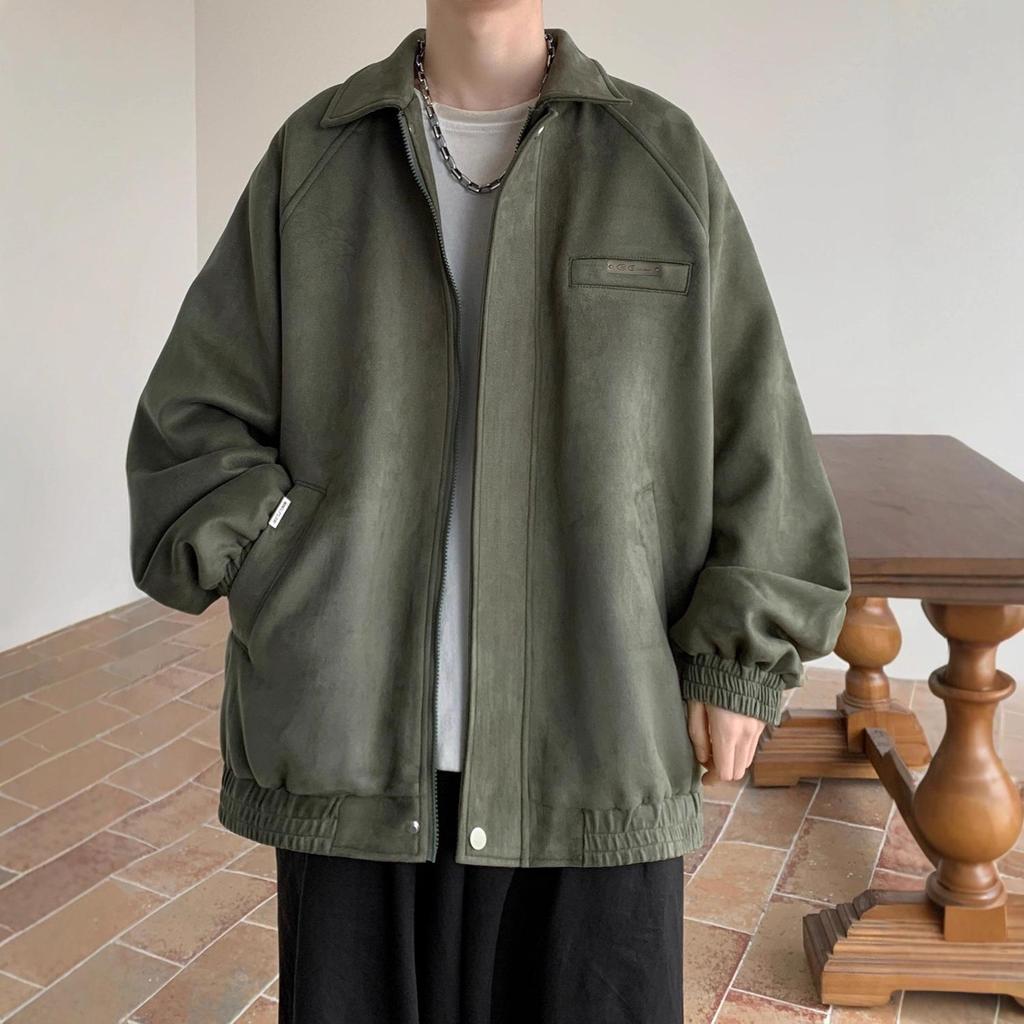 Men's Suede Velvet Jacket: Spring/Autumn Casual Loose Lapel for Cool Street Style Teens