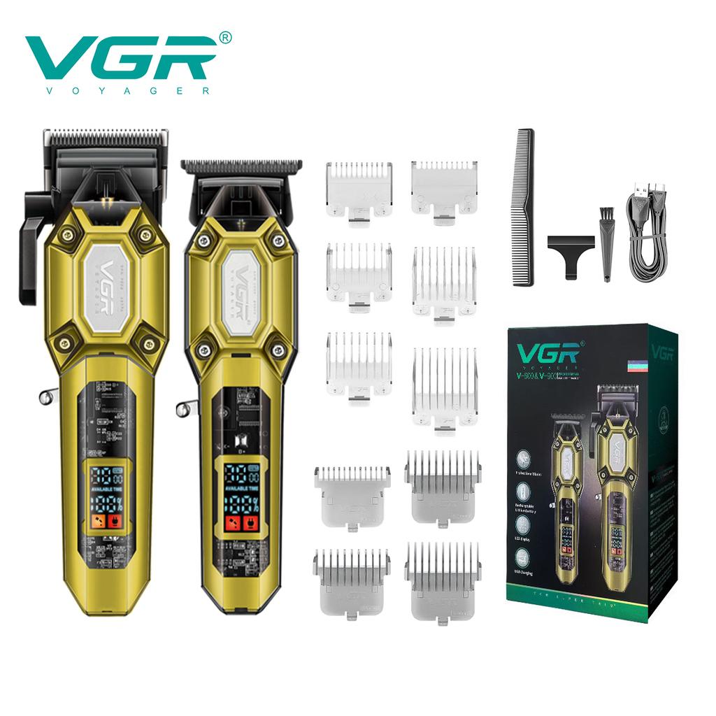 New VGR 900 T-shaped Blade Hair Clipper Transparent Body Electric Professional Men's Hair Clipper LED Intelligent Digital Carving Electric Thruster