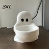 Ghost Themed Home Decoration Halloween Candle Holder, Cute 3D Printed Tea Light Holder for Decor Scented Candles, Small Tabletop Candy Dish