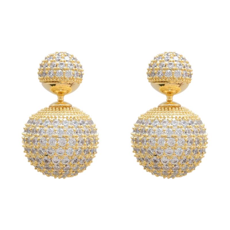 Elegant Light Luxury Zircon Inlaid Ball Earrings for Women