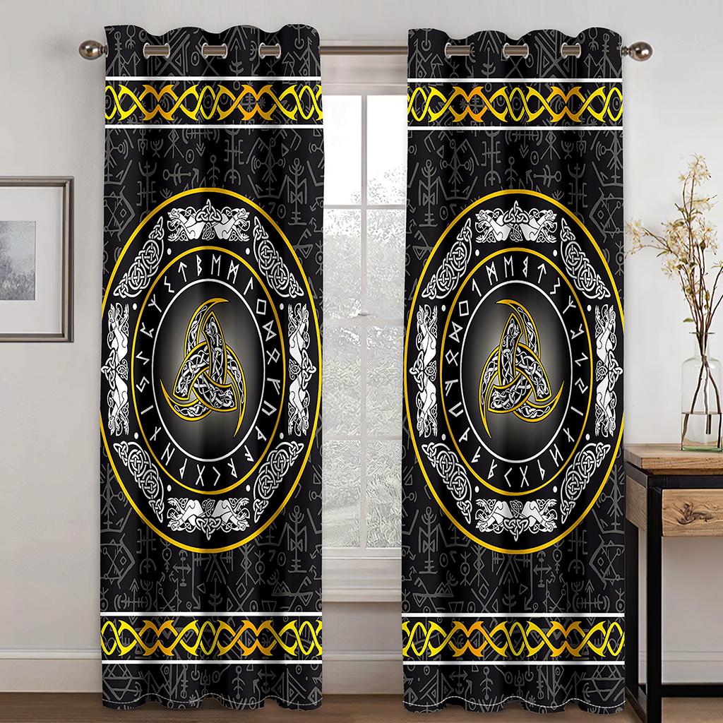 Bohemian Abstract Geometric Luxury Simple Free Shipping Thin 2 Pieces Shading Window Drape Curtain for Living Room Bedroom Decor