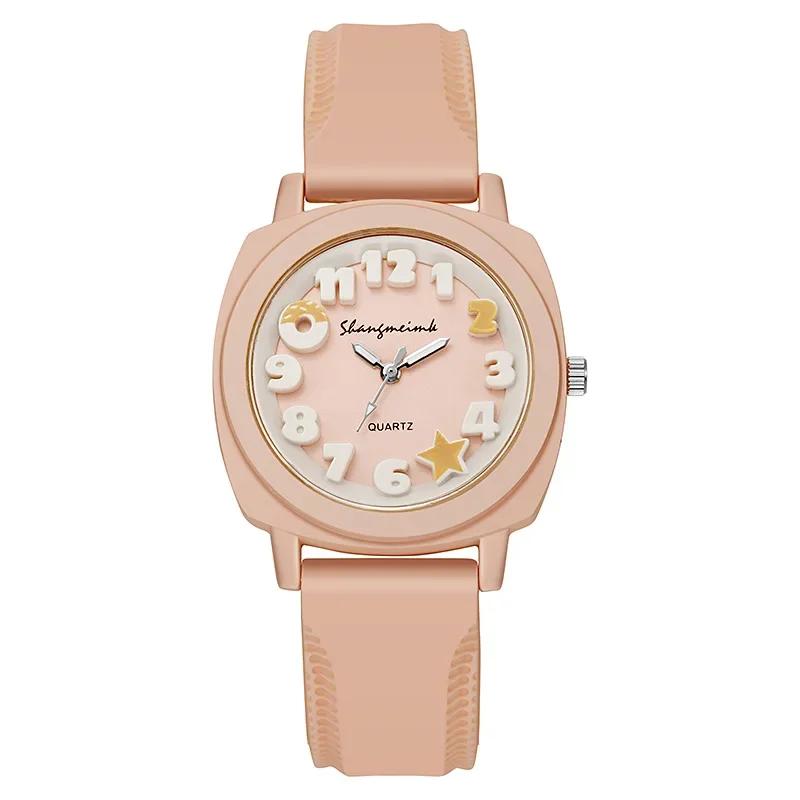 Fashion Women 3D Arabic Dial Quartz Watch Candy Color Silicone Band Square Watch Ladies Wristwatch Luxury Clock Gift Reloj Mujer