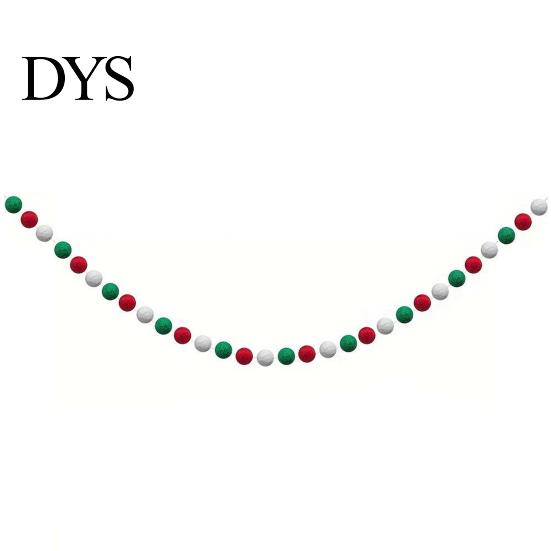 Holiday Celebration Supplies 78.8 Inch Christmas Pom Garland, Red Green White 20/30 Pompom Xmas Party Wall Decor Balls Garland Ornaments for