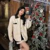 Fur coat new small fragrant style gold buckle splicing shirt lapel imitation lamb wool coat thick coat women's winter