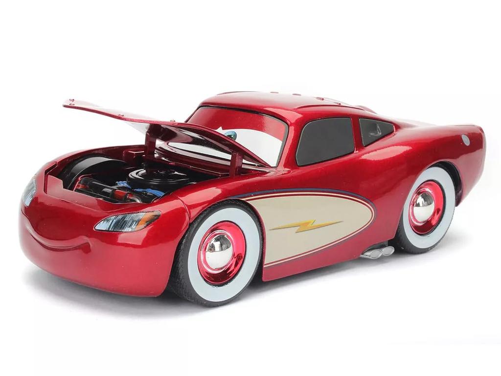 JADA TOYS 124 Cars Cruising Lightning McQueen with Tire Rack Disney Pixar Cars Lightning McQueen Minicar 98033 [Used]