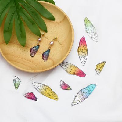 2 Pezzi/set Perline Charm Ala Colorata Acrilica Per Accessori Gioielli Orecchini Fai Da Te