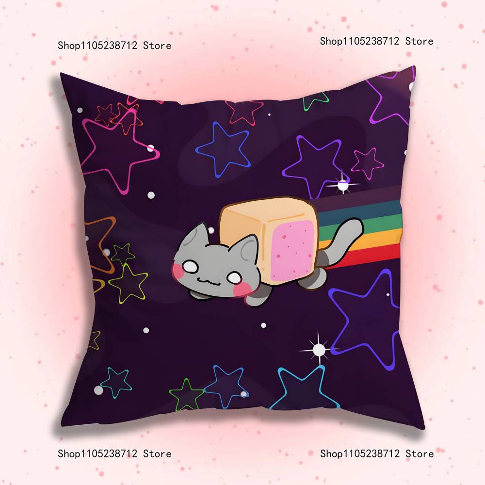 N-Nyan Cat Pillowcase Pillowslip Cushion Plush Boys Girls Cartoon Anime Kawaii Decoration Kids Birthday Cute Gifts