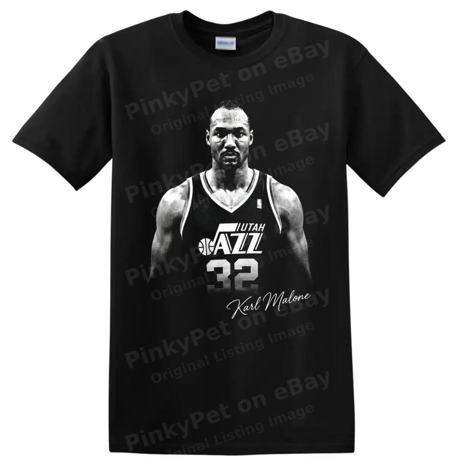 Karl Malone Basketball Player Number 32 Vintage Portrait T Shirt Fan Tee Gift