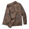 American Retro Men's Leather Jacket Tooling Tough and Loose Old Money Style Street Simple Locomotive Leather Jacket Men