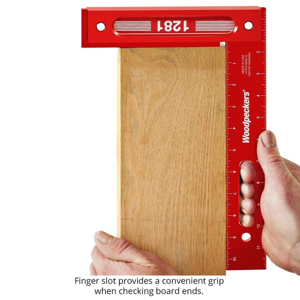 Woodpeckers Precision Woodworking Made In the Feature Pack Metric Shoulder Laser Engraved Scale Square, 300mm, Aluminum, USA, Square, Self-Standing,