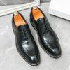 High-End Men's Brown Leather Shoes British Style Business Casual Heightening Spring Autumn Wear-Resistant Flat Heel Glue Bonding