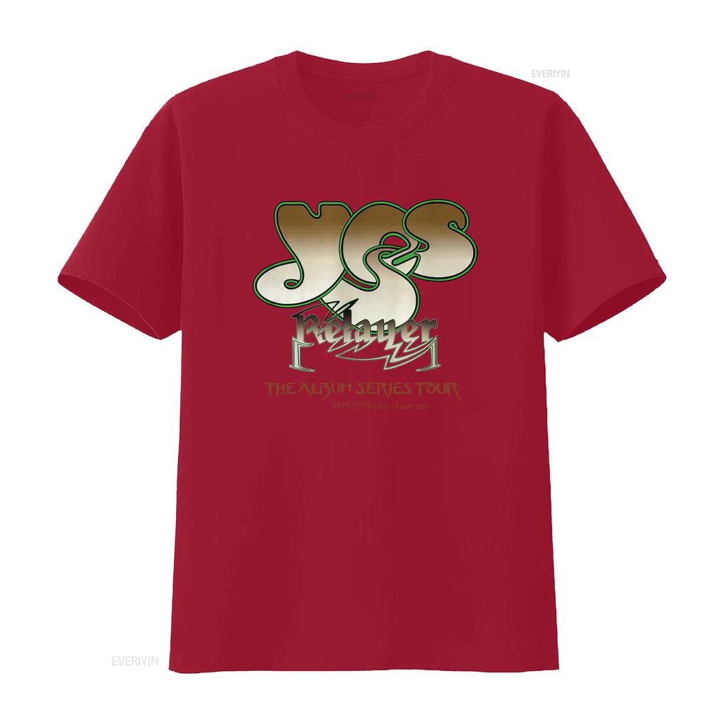 Bawełniany T-shirt Tak Muzyka Relayer Seria Albumów Trasa Jon Anderson Steve Howe Zespół Nadruk Fani Rocka vintage Prany Stylowy