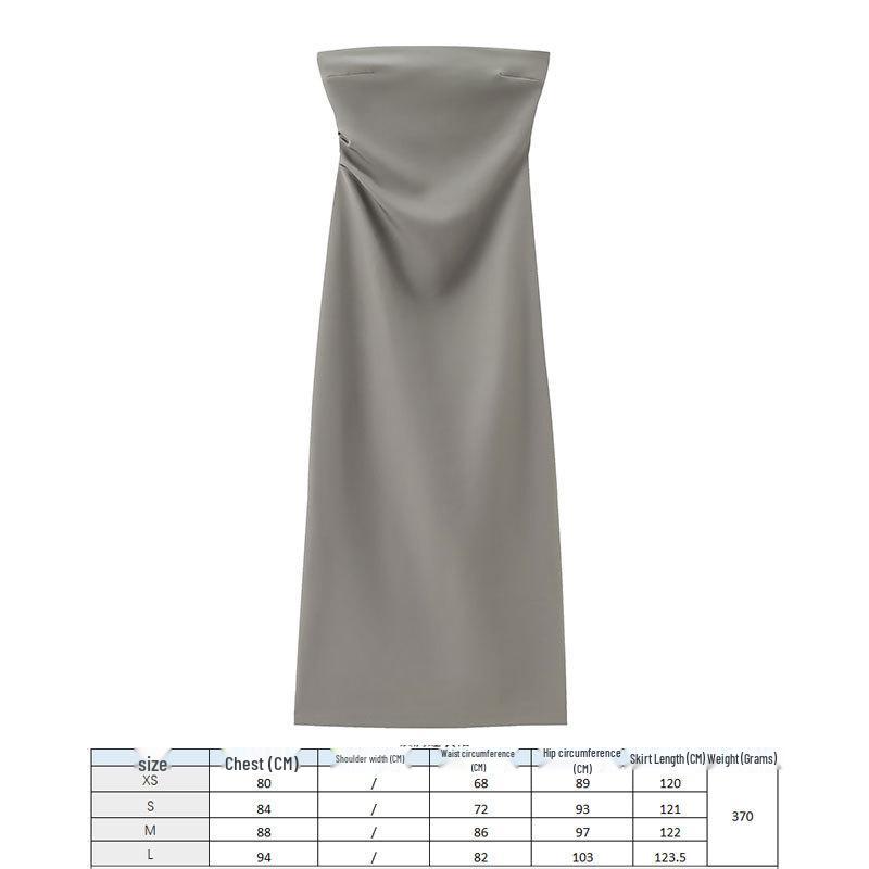 2024 European and American Fashion Black Silk Satin Midi Dress - Round Neck Sleeveless Design