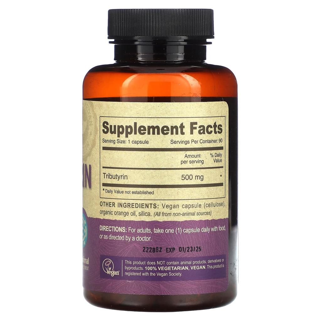 Vegansk tributyrin, 500 mg, 90 veganske kapsler