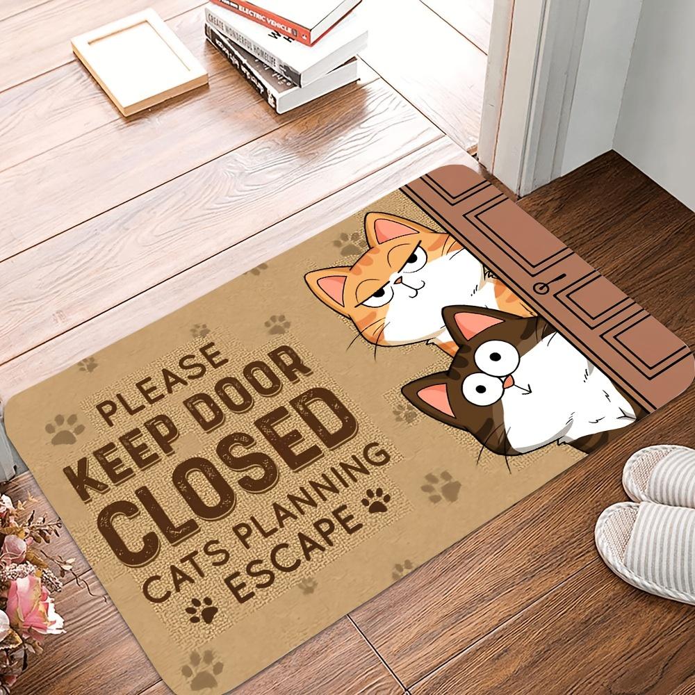 1pc Cat Welcome Doormat Keep Door Closed Cats Planning Escape Doormat Household Machine Indoor Decoration Floor Mat Polyester Mat Mat