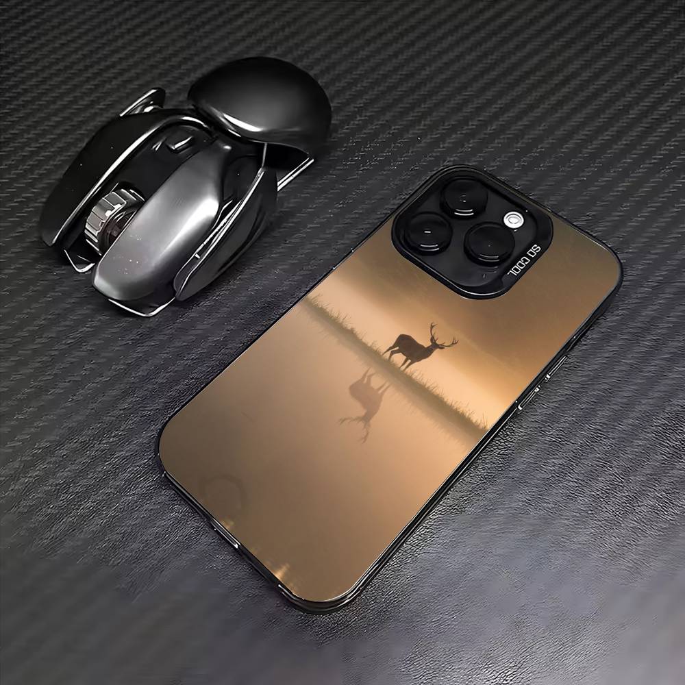 Deer Hunting Phone Case For iPhone17,16,15,14,13,12,11 Plus,Pro Max Colored Silver Plated Inside Cover