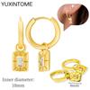 925 Sterling Silver Needle Vintage Square Round Pendant Earrings For Women Crystal Shell Geometric Earrings Fashion Jewelry