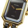 Chanel Premiere M Watches H0001 blackDial Plated Gold/leather Quartz Analog Display Women Used