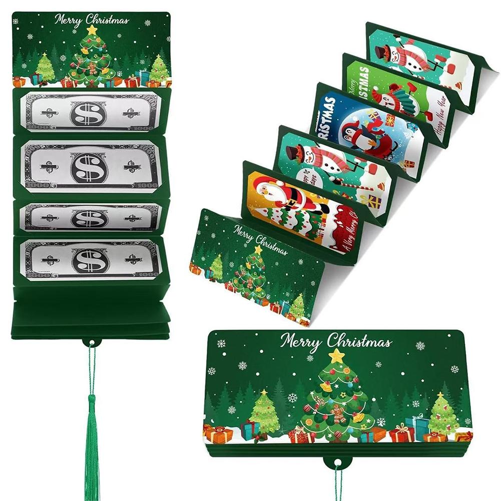 Christmas Money Holders for Cash, Christmas Cash Envelope With 10 Slots, Surprise Card Holder for Xmas Holiday Money Gift Card