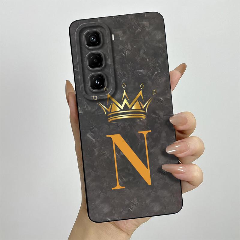 For Infinix Hot 50 Pro 4G Case Fashion Crown Letters Matte Soft Shockproof Funda Cover for Infinix Hot 50 Pro + Plus 50pro Case