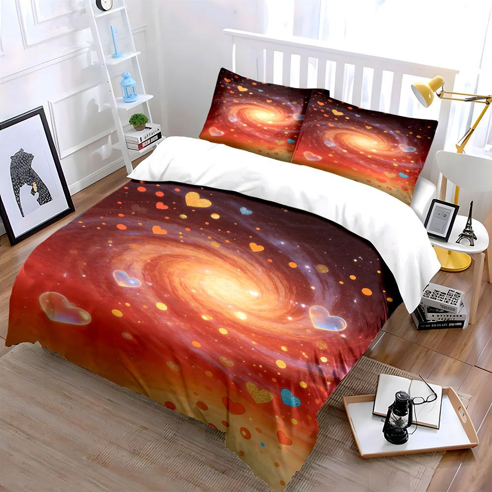 Galaxy swirl, sparkling hearts. Bedding sets Duvet cover sets Duvet covers Pillowcases(1 * Duvet Cover 2 * Pillowcases without duvet insert)