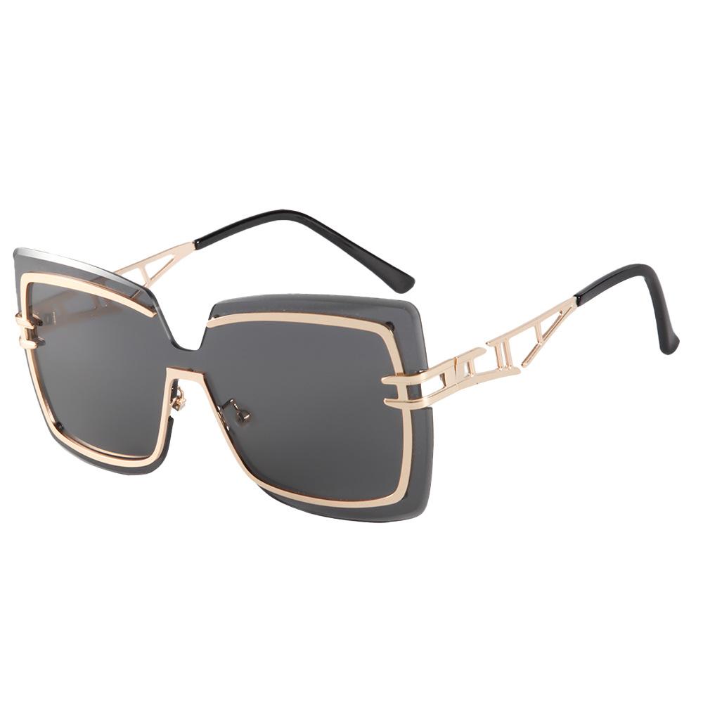 JYL Square Big Frame Sunglasses Women Gold Temple Light Luxury Vintage / M5249