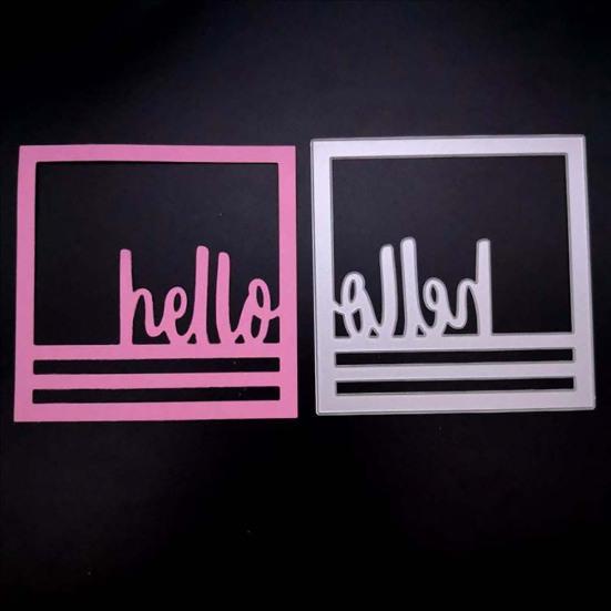 Hello Square Frame Metal Cutting Die DIY Scrapbooking Decor Goffratura Stencil